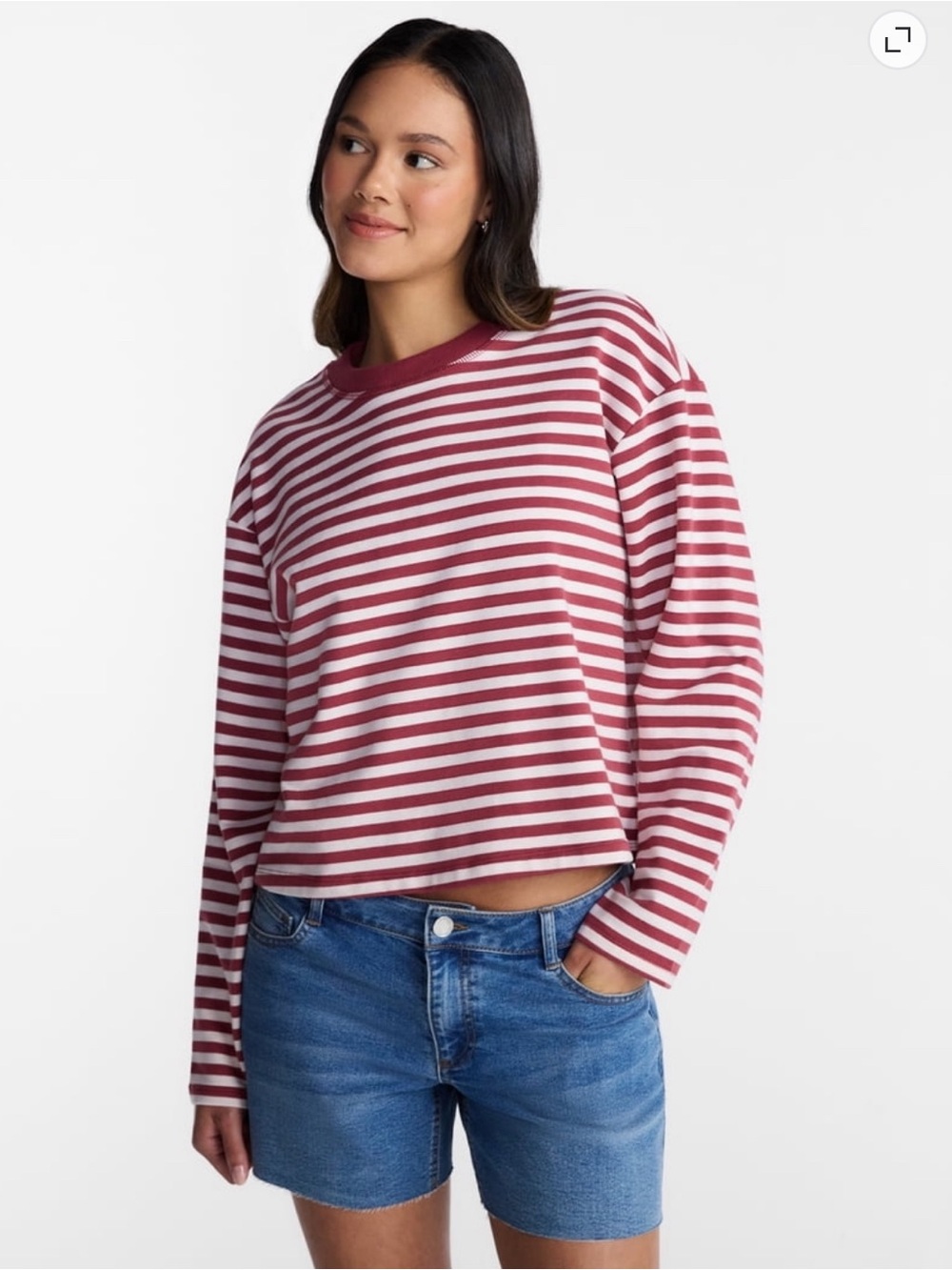 No Boundaries Oversized Long Sleeve Striped Tee XL NWT